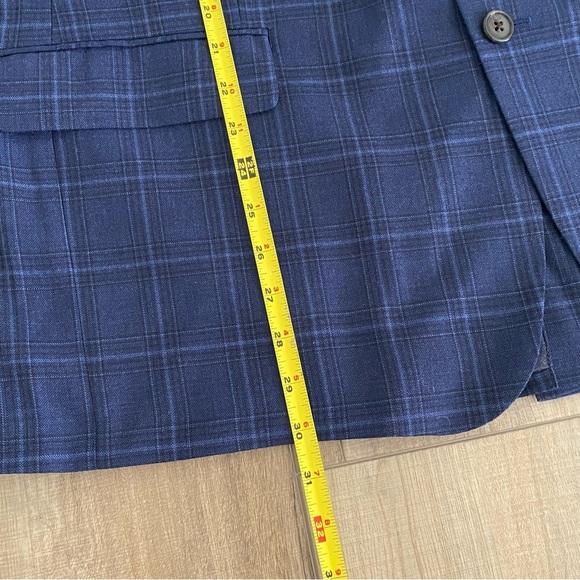 Ralph Lauren Men's Navy Windowpane Wool Blend Blazer Jacket 46R Business Casual - Picture 11 of 16